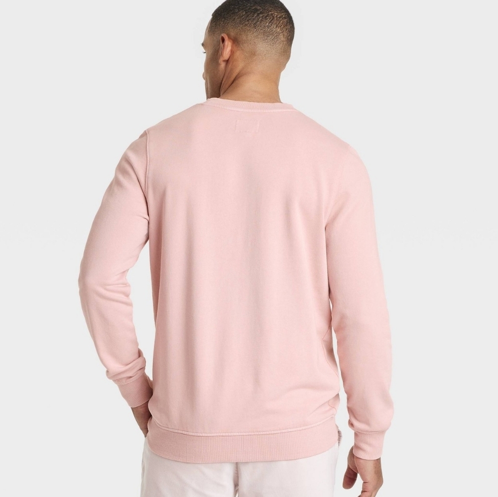 NWT Mens French Terry Pullover Crewneck Sweatshirt Pink XXL - Picture 5 of 5